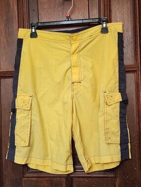 Vintage Polo Sport Ralph Lauren Yellow Blue  Board Shorts Size 32